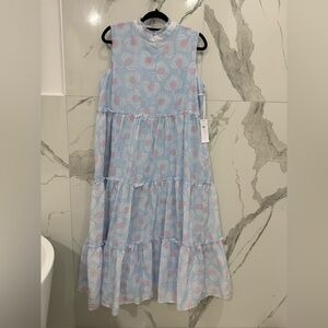 J. MARIE Sleeveless Blue and Pink Maxi Dress NWT